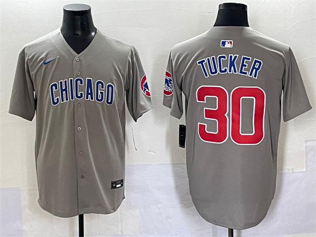 Men's Chicago Cubs #30 Kyle Tucker Grey Limited Stitched Baseball Jersey Men's Chicago Cubs #30 Kyle Tucker Grey Limited Stitched Baseball Jersey